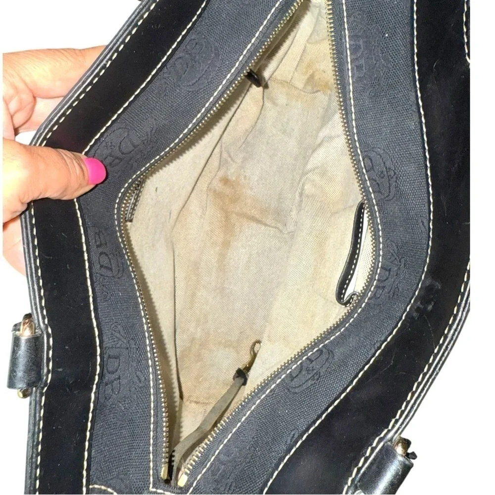 Dooney & Bourke East/West Shoulder Bag Signature Jacquard Canvas Black +Extras